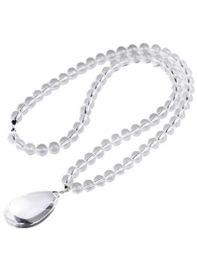 天然白水晶光面毛衣链锁骨链