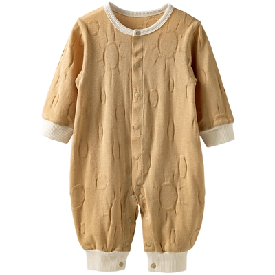 [一地春华]aqpa爱帕婴儿衣服春秋新款纯棉提花宝宝连体衣哈衣睡衣