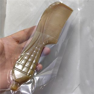 1.3点穴带柄梳手把厘米工艺梳厚按摩 23厘米黄牛角雕刻玉米1.0
