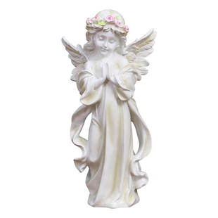 欧式复古少女天使摆件高级感仿石膏雕像艺术装饰品收纳托盘小摆设