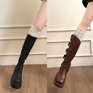 白色蕾丝靴子袜子女春秋季 堆堆袜套配长筒靴袜套小腿套叠穿骑士靴