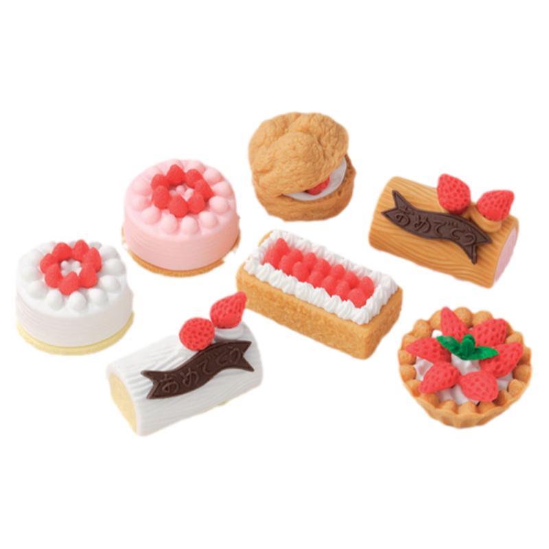日本进口IWAKO卡通3D拼插可爱仿真橡皮擦生日蛋糕饼干甜甜圈泡芙