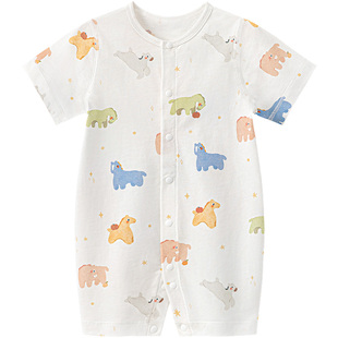 【轻氧棉】婴幼儿夏季薄款短袖连体哈衣马年宝宝居家睡衣凉感爬服