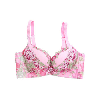 依之妮加厚罩杯小胸刺绣花