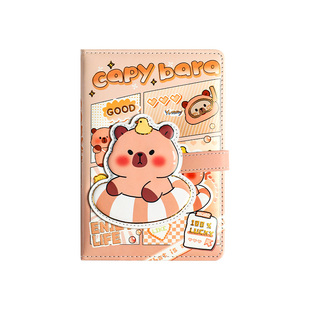 思进卡皮巴拉手账本A5磁吸搭扣笔记本新款简约高颜值初高中生用卡通可爱记事本大学生用A5加厚记录本日记本