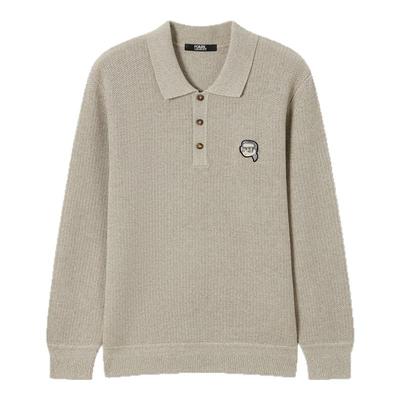 KARL LAGERFELD【绵羊毛】复古POLO针织衫25秋季新品套头衫老佛爷