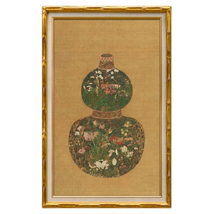 元·陈琳《葫芦花瓶图》入户玄关装饰画客厅餐厅卧室新中式挂画
