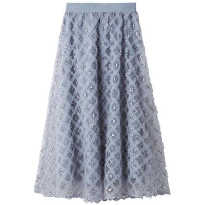 LILYBROWN薄纱亮片格纹半身裙