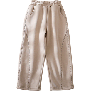 蔚未来女童裤子冬季夹棉加厚长裤儿童洋气弯刀裤蚕丝保暖过冬棉裤