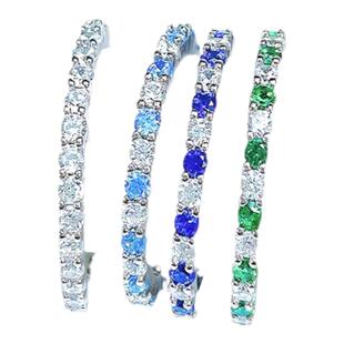 福利款轻奢纯银彩宝款排钻戒指女叠戴ins风镶嵌进口高碳钻彩宝