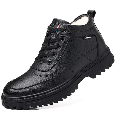 真牛皮+羊毛混里冬加厚保暖棉鞋