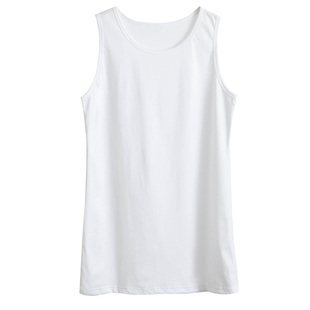 开叉加绒打底背心女内搭叠穿卫衣下摆遮屁股宽松白色无袖中长上衣