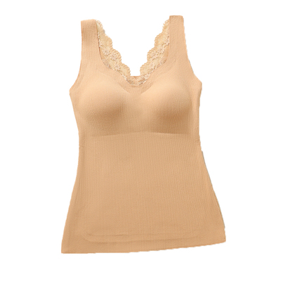 德绒发热保暖背心内衣女套装免穿文胸带胸垫一体无痕显瘦打底衣