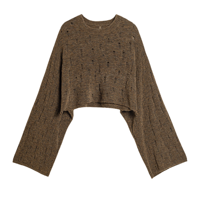 322工房绒圈圈纱羊毛破洞套头衫