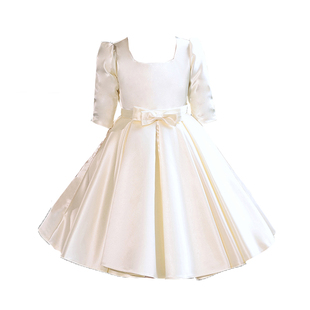 女童高端公主裙缎面儿童钢琴演奏花童生日演出婚礼小女孩礼服主持