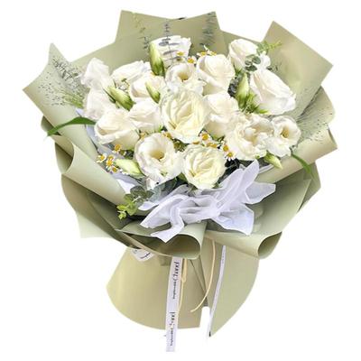 白玫瑰茉莉花洋桔梗花束鲜花速递同城广州北京生日礼物全国配送店