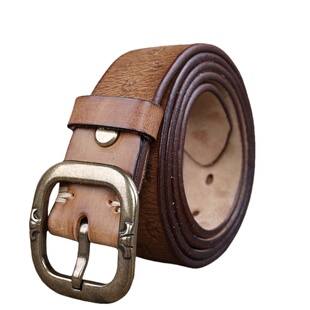 做旧风青年手工皮带个性机压花纹铜色扣牛仔裤真皮腰带机车女孩