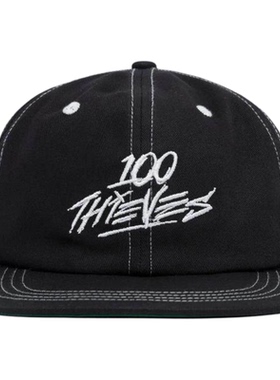 100 Thieves Contrast Stitch系列黑色撞色缝线棒球帽