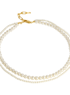 珍珠双层轻奢小众气质项链高级