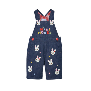 MIKIHOUSE男童裤子女童裤子牛仔裤背带裤四季纯棉可调节童装新品