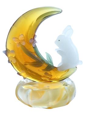 七隐月亮兔子玻璃摆件