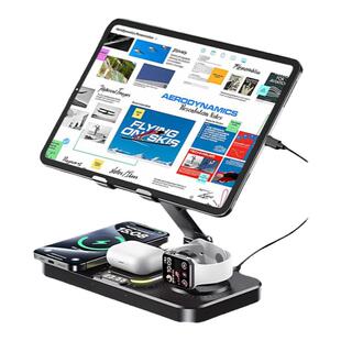 妙酷iPad平板手机充电支架手表耳机磁吸三合一无线充电器pro可折叠旋转网课合金属桌面快充底座适用苹果华为