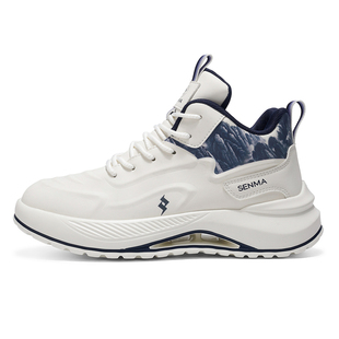 森马高帮男鞋冬季皮面百搭休闲运动鞋男款跑步厚底增高小白老爹鞋