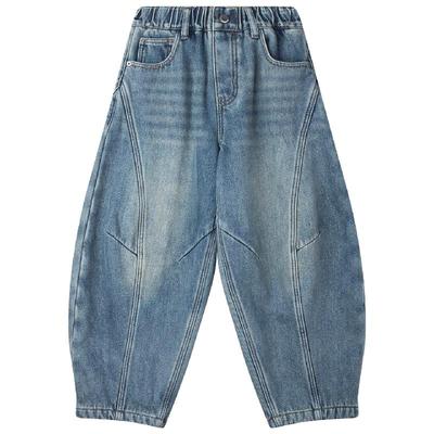 MUCMUKN【神裤返场】加绒弯刀牛仔裤复古做旧厚实裤子男童冬新款