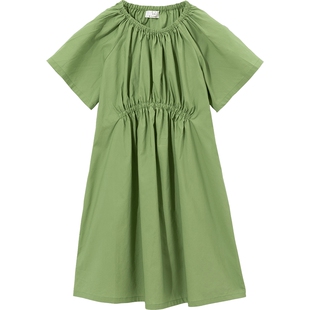 播broadcute童装精灵谷春秋女童宽松圆领薄天丝棉连衣裙KGQ2L326