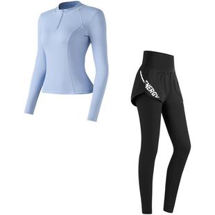 361跑步女运动套装春秋健身服半拉链训练服瑜伽服女士专业晨跑服