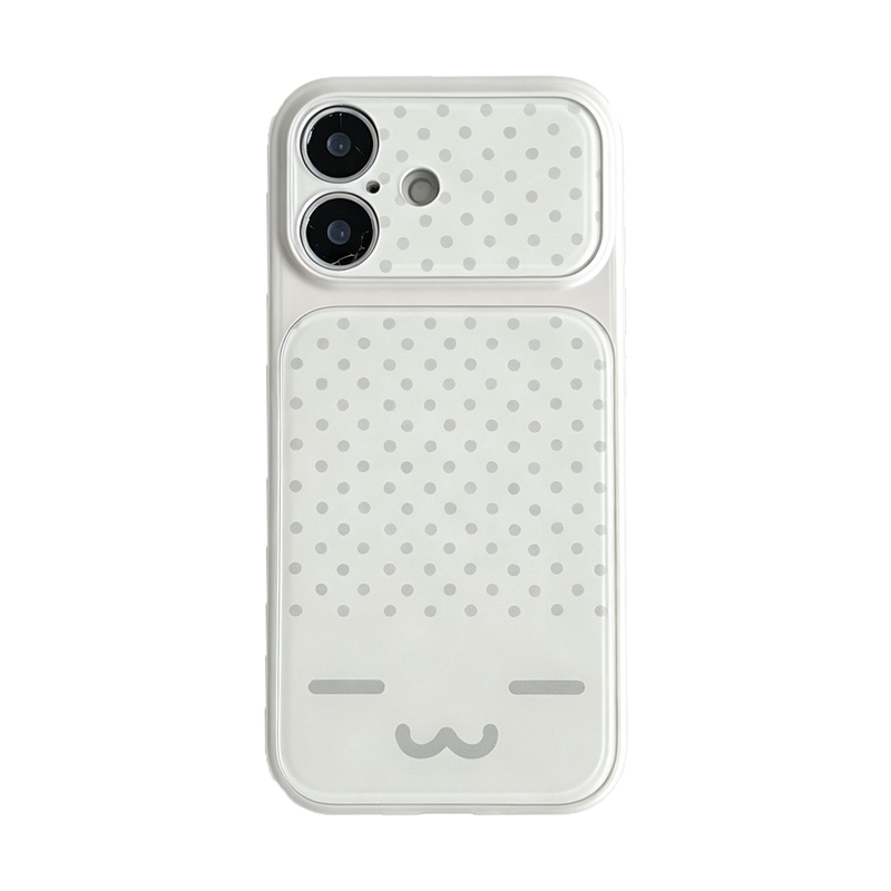 日系浅灰波点笑脸大视窗手机壳适用IPhone18promax新款苹果17pro韩系ins风16大视窗15plus情侣14pro小众外壳