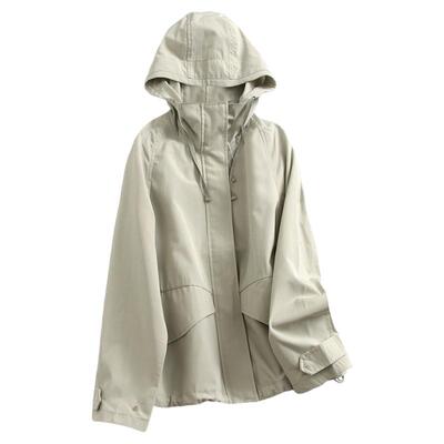 纯色宽松a字版型耐久防水外套女