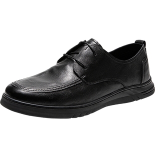 千百度男鞋英伦风正装皮鞋新款男士商务休闲黑色大头皮鞋舒适百搭