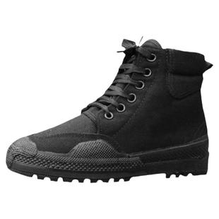 解放鞋冬季加绒加厚棉鞋高帮耐磨劳保工地鞋男女高帮帆布工作胶鞋