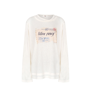 Liilou cozy fit 旧邮票印花 不规则领口假两件云朵衫防晒罩衫