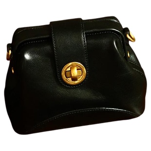 peshawar | 头层牛皮黑色小挎包女士复古植鞣皮真皮小包包小个子