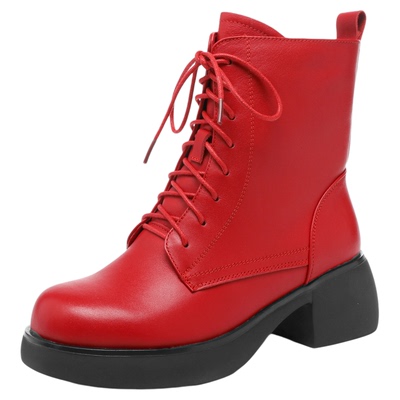 真皮马丁靴女鞋头层牛皮妈妈鞋子