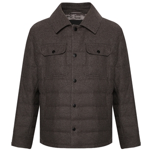 利郎官方 毛呢羽绒服男短款2025冬季厚款保暖翻领夹克男装外套