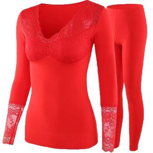 本命年大红色秋衣秋裤套装女士新娘结婚保暖内衣内裤2026马年衣服