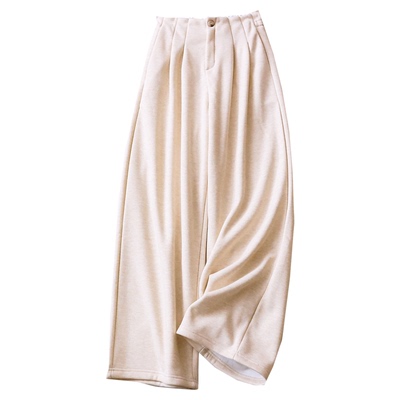 纯色高腰加绒加厚糯米裤女休闲裤