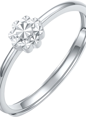 六桂福珠宝pt950铂金小花戒指