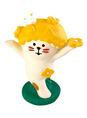 正版decole春天花园猫咪小兔摆件