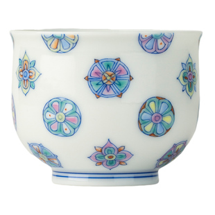 三勤堂手绘斗彩皮球花握手杯景德镇陶瓷主人杯功夫茶具品茗杯个人