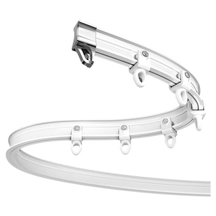 可弯曲窗帘轨道滑轮导轨侧挂钩式滑轨滑道L型阳台U型飘窗静音弯轨