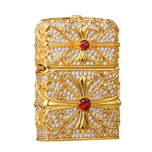 【新年礼物】zippo打火机钻石克罗十字花重机官方煤油防风送男士