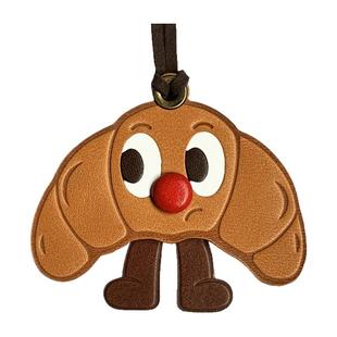 fingerstudio指作 牛角包吐司面包公仔包包挂饰牛皮皮质lv挂件