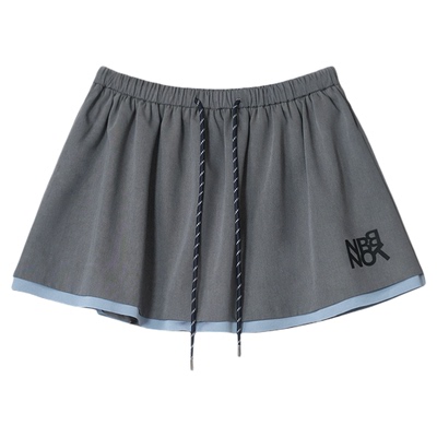 NB B丨M1U风定制醋酸高密不易皱A字撞色下摆短裙精致优雅松紧腰裙