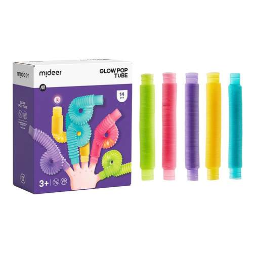 mideer弥鹿伸缩管玩具儿童积木男女宝宝幼儿拼插接创想光影啵啵管