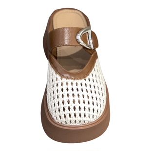 复古编织包头拖鞋女夏外穿2026新款厚底镂空透气一脚蹬懒人半拖鞋