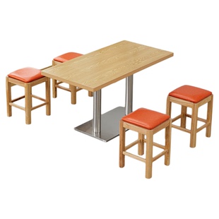 实木商用快餐桌椅面馆凉皮麻辣烫汉堡店奶茶早快餐厅饭店烧烤桌椅